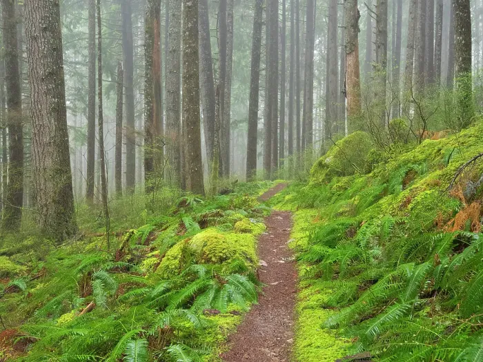 Framed Print : Washington State, Central Cascades. Mount Baker Snoqualmie National Forest, Forest trail with lush moss and fern understory Framed Print : Washington State, Central Cascades. Mount Baker Snoqualmie National Forest, Forest trail with lush moss and fern understory