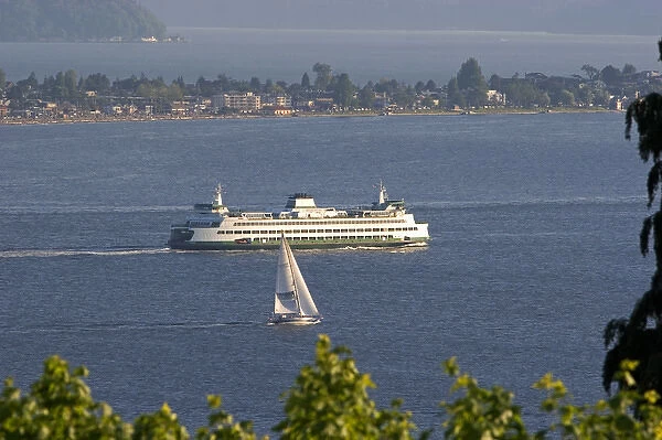 Washington State Ferry Boat in Elliott Bay at Seattle, Washington