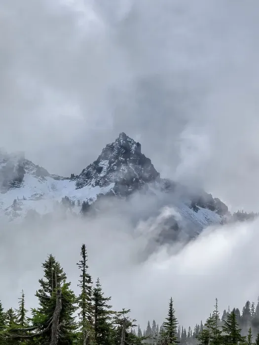 Framed Print : Washington State, Mount Rainier National Park. Tatoosh Range, Pinnacle Peak emerging from the clouds Framed Print : Washington State, Mount Rainier National Park. Tatoosh Range, Pinnacle Peak emerging from the clouds