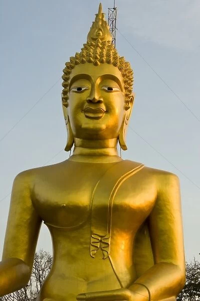 Wat Phra Yai on hilltop, the largest Buddha image of Chonburi, Pattaya, Northern Gulf of Thailand