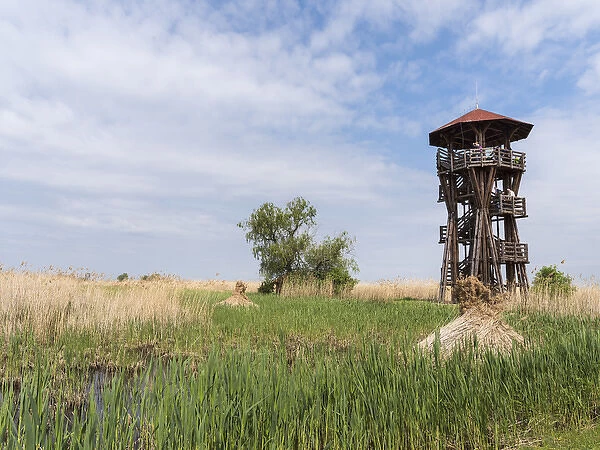 Watch tower at the fish ponds of Hortobagy (Hortobagy halasto) in the Hortobagy National