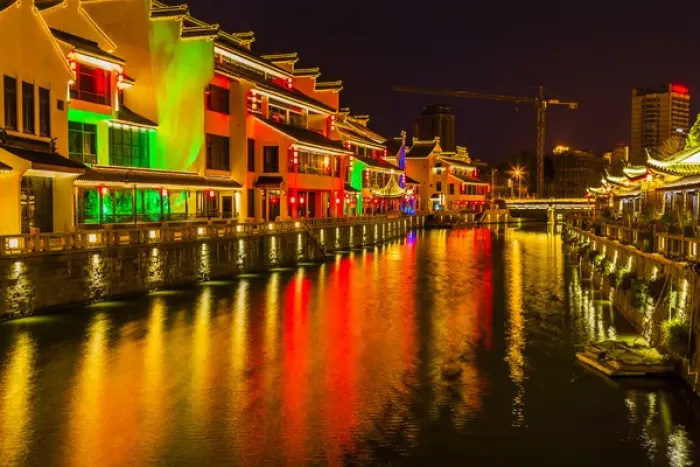 Framed Print : Water Canal Near Nanchang Temple Wuxi Jiangsu Province, China