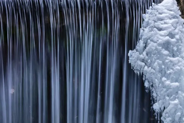 Framed Print : Water flowes by ice formation along Falls Creek in winter near Nelson, British Columbia Framed Print : Water flowes by ice formation along Falls Creek in winter near Nelson, British Columbia