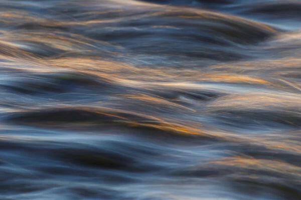 Water flowing in Hurricane River at sunset, Pictured Rocks National Lakeshore, Upper