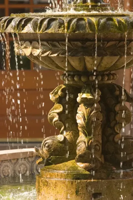 Framed Print : Water fountain inside square between St. George and Orange Street St. Augustine