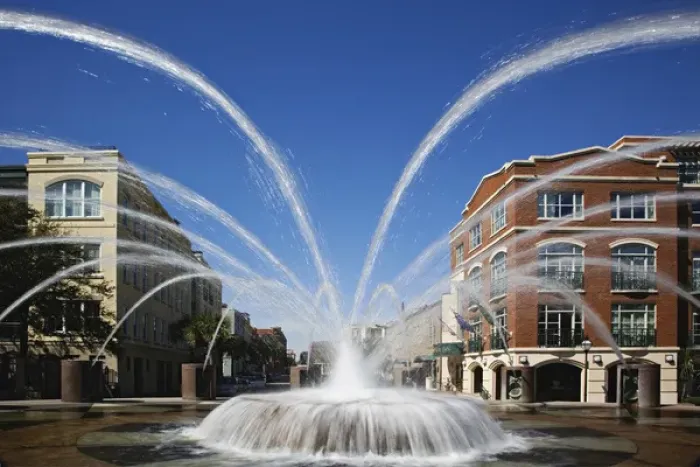 Framed Print : Water fountain in motion, Charleston, South Carolina Framed Print : Water fountain in motion, Charleston, South Carolina