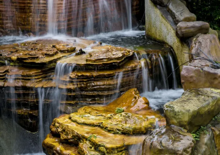 Framed Print : Waterfall at Chi Lin Nunnery and Nan Lian Garden, Kowloon, Hong Kong, China