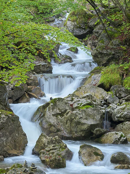 Waterfall in gorge of Gaisalpbach near Oberstdorf in the Allgau. Germany, Bavaria