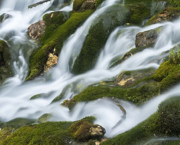 Waterfall in the Karwendel valley in the Alpenpark Karwendel. Europe, Central Europe