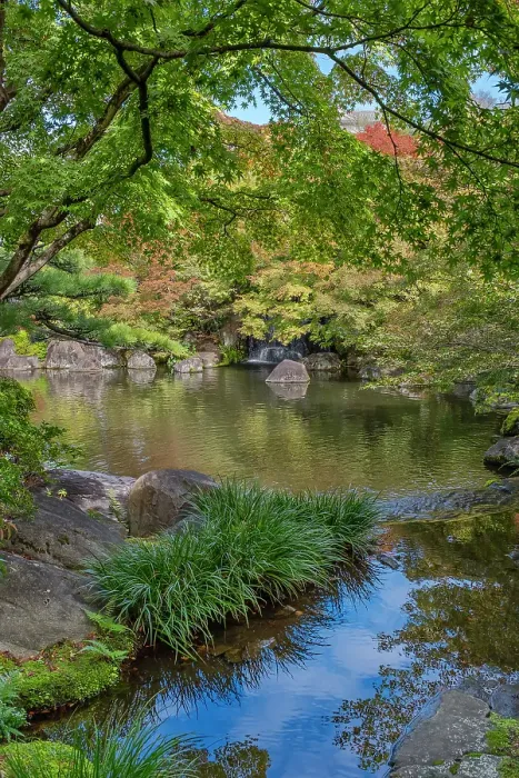 Framed Print : Waterfall in Koko-en Garden, Himeji, Japan Framed Print : Waterfall in Koko-en Garden, Himeji, Japan