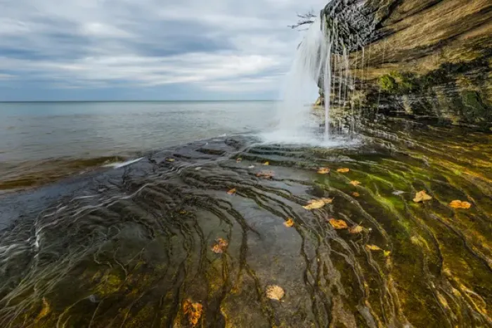 Framed Print : Waterfall on Miners Beach, Lake Superior, Pictured Rocks National Lakeshore, Upper Peninsula Framed Print : Waterfall on Miners Beach, Lake Superior, Pictured Rocks National Lakeshore, Upper Peninsula