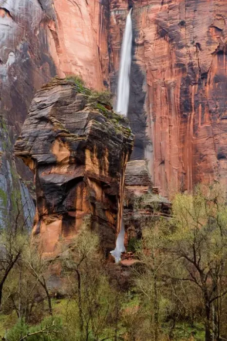 Framed Print : Waterfall thunders down near the Temple of Sinawava in Zion National Park in Utah Framed Print : Waterfall thunders down near the Temple of Sinawava in Zion National Park in Utah