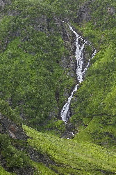 waterfall between the Vic and Gudvagen enroute to, Sogne Fjord Southern Fjord, Norway