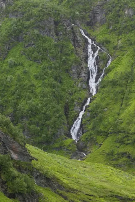Framed Print : waterfall between the Vic and Gudvagen enroute to, Sogne Fjord Southern Fjord, Norway