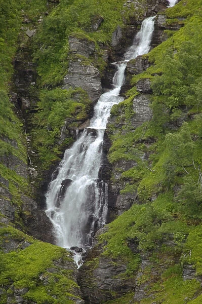 waterfall between the Vic and Gudvagen enroute to, Sogne Fjord Southern Fjord, Norway