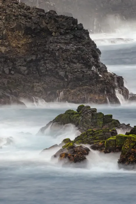 Framed Print : Waves crashing over lava rocks on shoreline of Espanola Island, Galapagos Islands, Ecuador