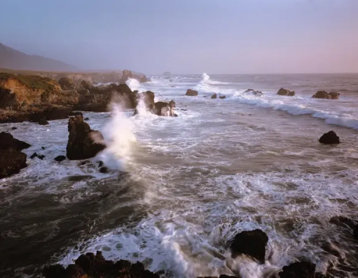 Framed Print : Waves crashing on the rugged Big Sur coast of California