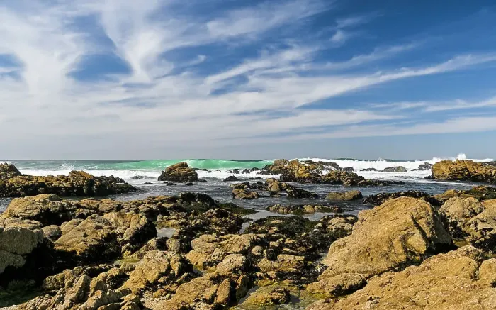 Framed Print : Waves rolling in and crashing on the granite rocks of the Pacific Coast of Monterey Bay on a beautiful day Framed Print : Waves rolling in and crashing on the granite rocks of the Pacific Coast of Monterey Bay on a beautiful day