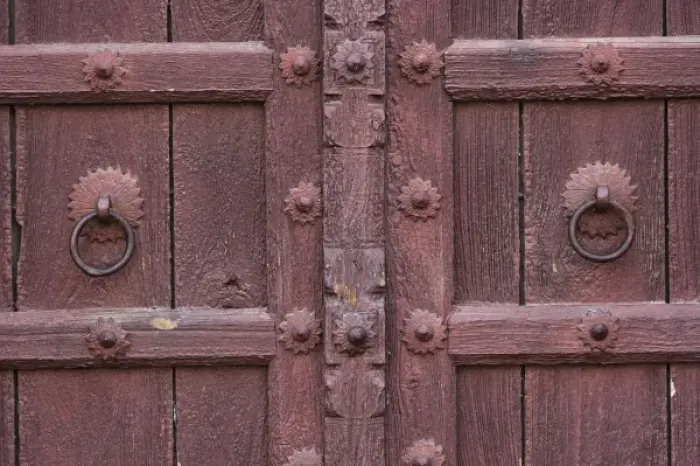 Framed Print : Weathered door details, Fatehpur Sikri, in the state of Uttar Pradesh, India