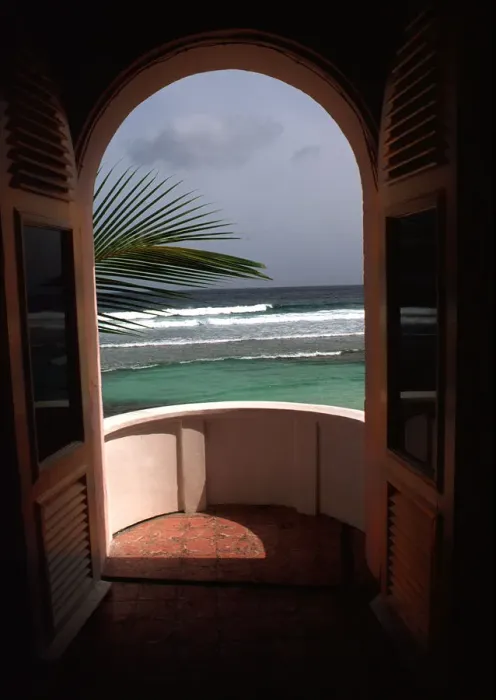 Framed Print : Welcome to the Caribbean: Open door to the water