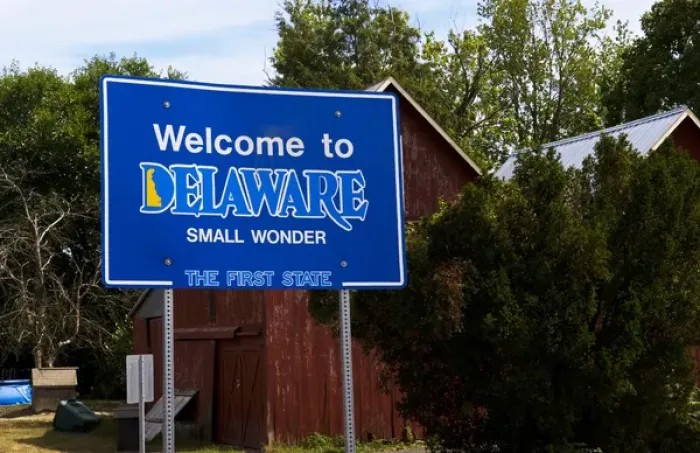 Framed Print : Welcome to Delaware road sign, the first state that was ratified in 1787 Framed Print : Welcome to Delaware road sign, the first state that was ratified in 1787