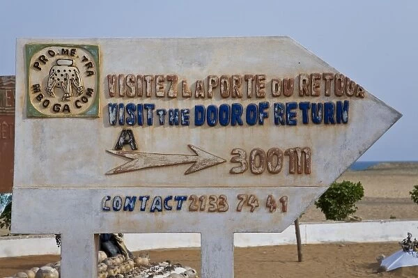 West Africa, Benin, Ouidah, Bight of Benin, Door of Return. Sign at entrance to door of return