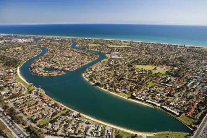 Framed Print : West Lakes, Adelaide, South Australia, Australia - aerial Framed Print : West Lakes, Adelaide, South Australia, Australia - aerial