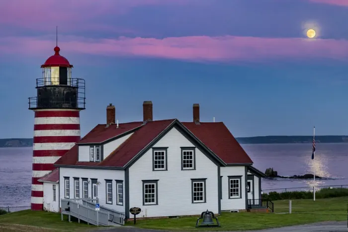 Framed Print : West Quoddy Head Lighthouse is the easternmost point in USA near Lubec, Maine, USA