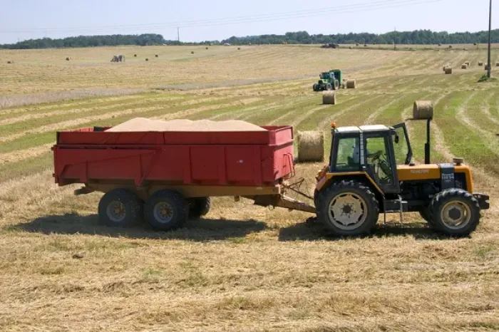 Framed Print : Wheat harvest near Vervins in the region of Picardie, France Framed Print : Wheat harvest near Vervins in the region of Picardie, France