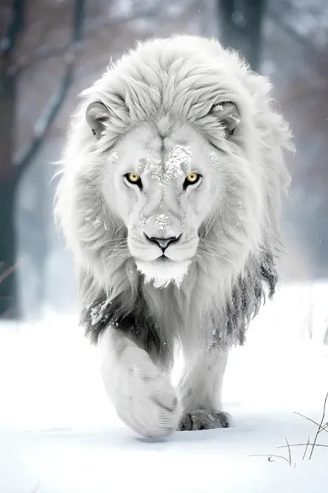 Framed Print : White lion walking in snow. ©Jim Zuckerman / Jaynes Gallery / DanitaDelimont.com (AI) Framed Print : White lion walking in snow. ©Jim Zuckerman / Jaynes Gallery / DanitaDelimont.com (AI)