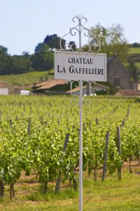 Framed Print : A white sign in the vineyard saying Chateau La Gaffeliere Gaffeliere Saint Emilion