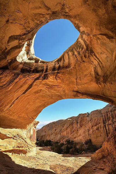 Wild Horse Window, a natural arch inside a sandstone alcove. San Rafael Reef, Utah