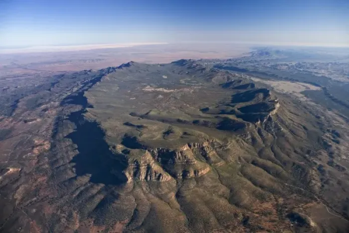 Framed Print : Wilpena Pound, Flinders Ranges, South Australia, Australia - aerial Framed Print : Wilpena Pound, Flinders Ranges, South Australia, Australia - aerial