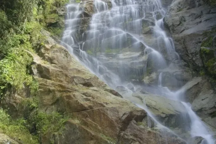 Framed Print : Winaywayna Falls (also called Huinay Huayna), Inca Trail to Machu Picchu, Peru