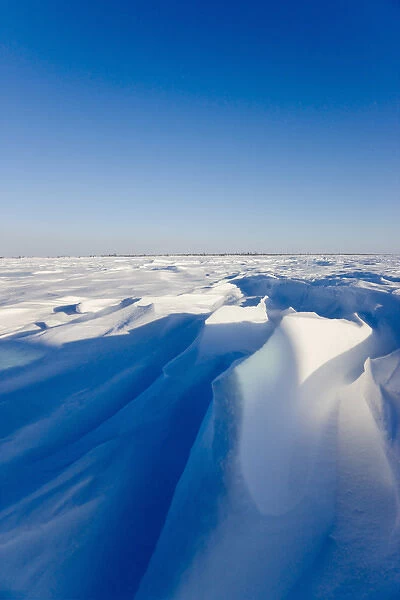 Wind carved snow on the tundra, Wapusk National Park, Manitoba, Canada