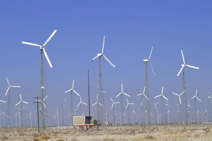 Framed Print : Wind turbines for energy in desert of California, USA, North America Framed Print : Wind turbines for energy in desert of California, USA, North America