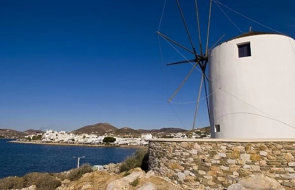 Windmill on the harbor front, Paros Island, Greece