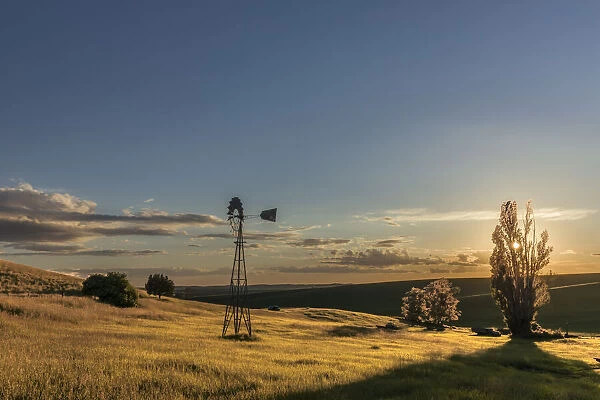 Windmill at sunset, Palouse region of eastern Washington