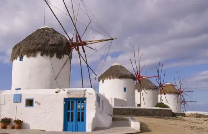 Framed Print : The windmills of Mykonos on the Greek Islands near Greece