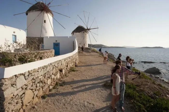 Framed Print : Windmills, Mykonos Town, Chora, Mykonos, Cyclades, Greece