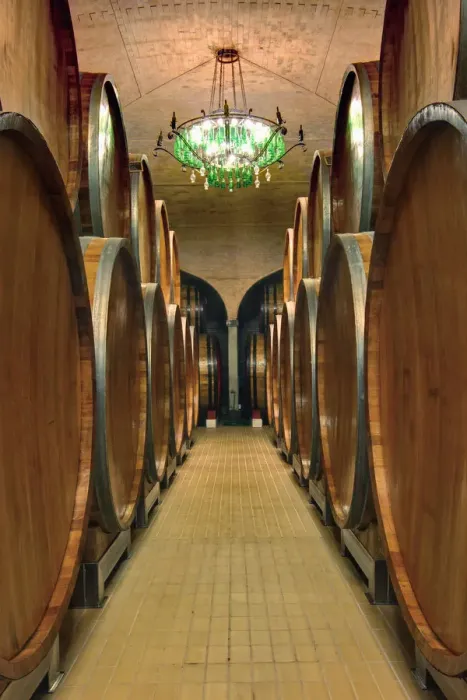 Framed Print : Wine Barrel room, Castle Banfi, Tuscany, Italy (Editorial Use Only) Framed Print : Wine Barrel room, Castle Banfi, Tuscany, Italy (Editorial Use Only)