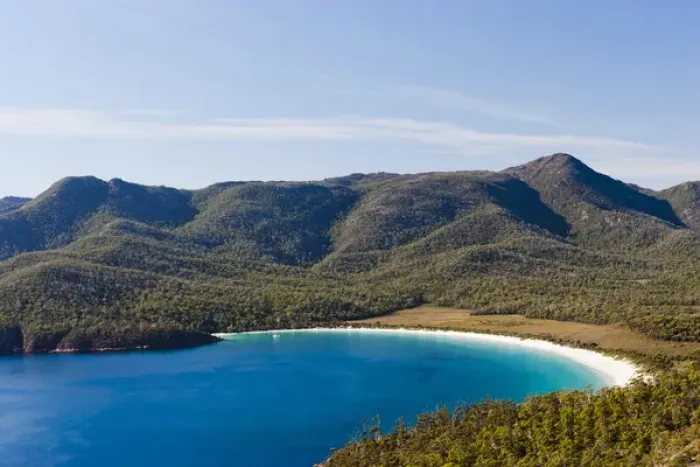Framed Print : Wineglass Bay in Freycinet NP, Tasmania is considered to be one of the most beautiful Framed Print : Wineglass Bay in Freycinet NP, Tasmania is considered to be one of the most beautiful