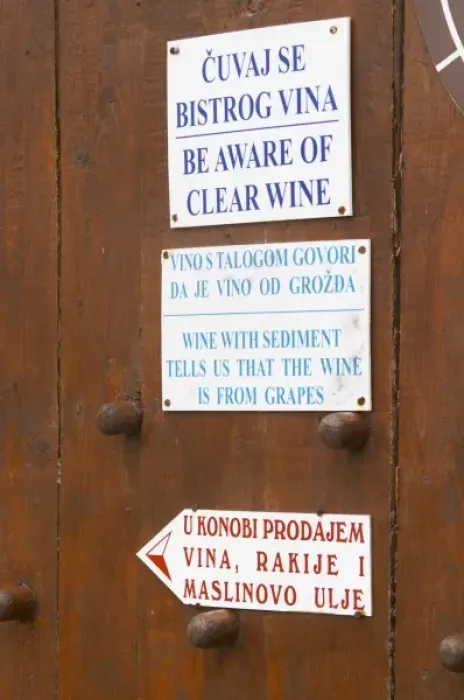 Framed Print : Winery with self service selling buying of the wine. Warning sign saying beware of Framed Print : Winery with self service selling buying of the wine. Warning sign saying beware of