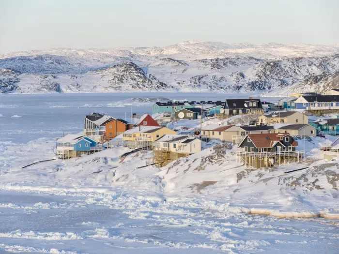 Framed Print : Winter in Ilulissat on the shore of Disko Bay. Greenland, Denmark Framed Print : Winter in Ilulissat on the shore of Disko Bay. Greenland, Denmark