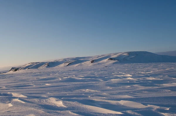 winter landscape on Herschel island, on the frozen Arctic ocean, off the Mackenzie river delta