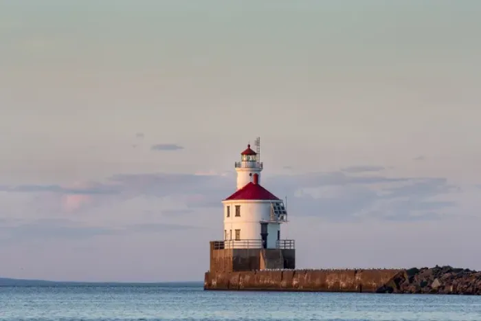 Framed Print : Wisconsin Point Lighthouse near Superior, Wisconsin, USA