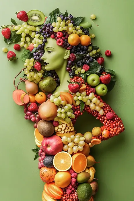 Framed Print : Woman with a body of fruit and vegetables. (AI Generated) Framed Print : Woman with a body of fruit and vegetables. (AI Generated)