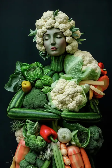 Framed Print : Woman with a body of vegetables. (AI Generated) Framed Print : Woman with a body of vegetables. (AI Generated)