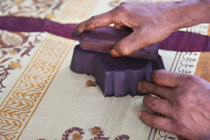Framed Print : Woman doing block print on fabric, Jaipur, Rajasthan, India Framed Print : Woman doing block print on fabric, Jaipur, Rajasthan, India