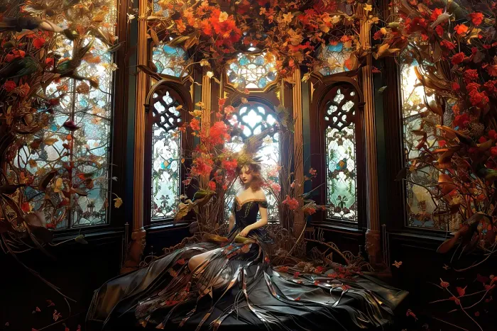 Framed Print : Woman with flowing dress and flowers in room. ©Jim Zuckerman / Jaynes Gallery / DanitaDelimont.com Framed Print : Woman with flowing dress and flowers in room. ©Jim Zuckerman / Jaynes Gallery / DanitaDelimont.com